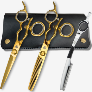 6 Inch Yellow Gold Swivel Hair Shears Set — studio grey