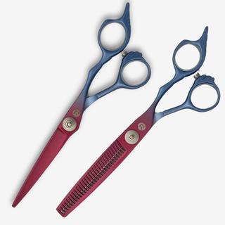 6" Rainbow Red and Blue Hair Shears Set — studio grey