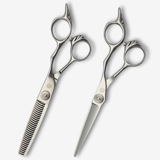6" Saki Tsuru Hairdressing Shears Set (Hair Cutting and Thinning Shears) — studio grey