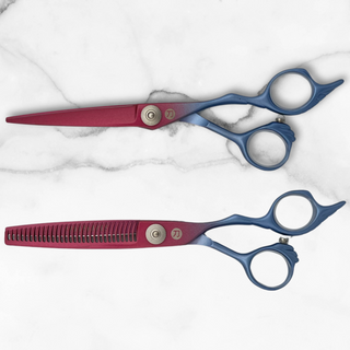 6" Rainbow Red and Blue Hair Shears Set