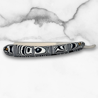 Straight Edge Shave Saki Epoxy Carbon Series - Zebra White and Black