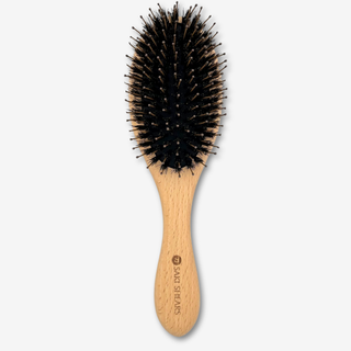 Boar Hair and Nylon Bristle Paddle Brush With Natural Wood Handle — studio grey