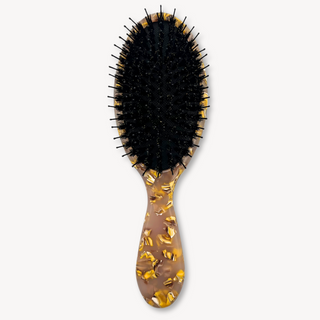 Boar Hair & Nylon Bristle Brush - Pink and Yellow