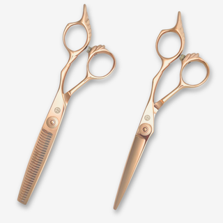 Gold Saki Tsuru Hairdressing Shears Set (Hair Cutting and Thinning Shears) — studio grey