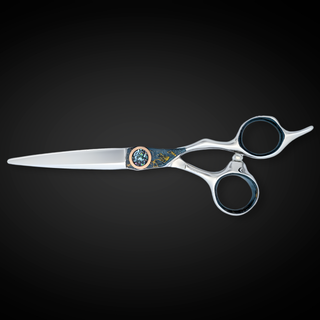 Saki 6.0" Hand Painted Cobalt Alloy Hair Cutting Shears (Red/Blue)