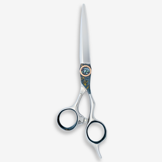 Saki 6.0" Hand Painted Cobalt Alloy Hair Cutting Shears (Red/Blue) — studio grey