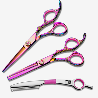 Kohana Pink Hair Shears Set (Hair Cutting and Thinning Shears) — studio grey
