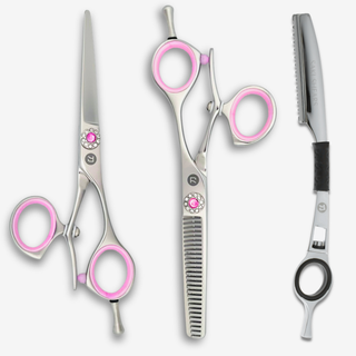 Sakura Swivel Hairdressing Shears Set (Hair Cutting and Thinning Shears) — studio grey