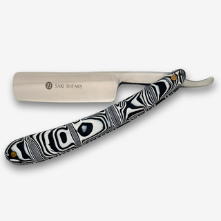 Straight Edge Shave Saki Epoxy Carbon Series - Zebra White and Black — studio grey